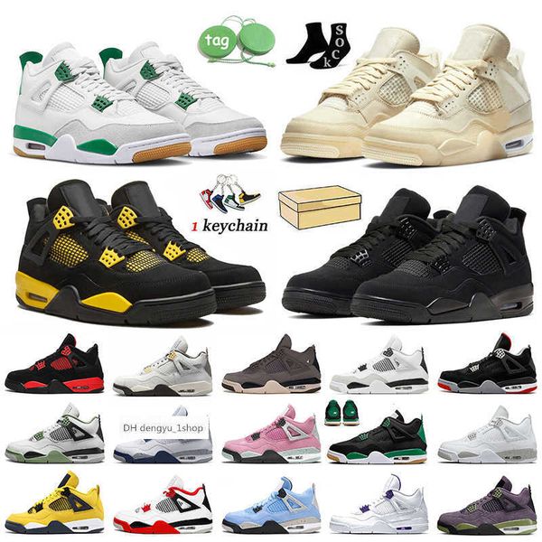 

basketball shoes jumpman 4 black cat pine green 4s thunder yellow craft sail pn dust white oreo military bred sports sneakers womens mens og