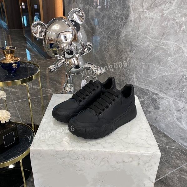 

2023r platform mens womens quality casual shoes leather lace-up sneaker lady flat running trainers letters gym sneaker, Black