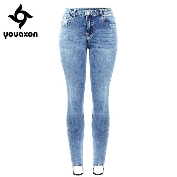 

jeans 2146 youaxon new arrived ol basic jeans for women classic stretchy five pockets denim skinny pants trousers, Blue