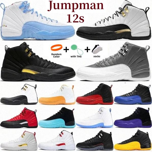 

jumpman 12 12s mens basketball shoes sneakers cherry playoffs high royalty black taxi university blue twist stealth field purple dark grey b