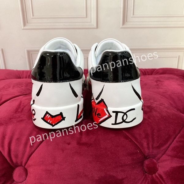 

casual shoes brand mens women designer leather lace-up sneakers fashion lady flat running letters shoes sneaker, Black