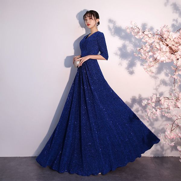 

2023 new summer blue slim fit evening dress stage performance dress purchase contact us, Black;red