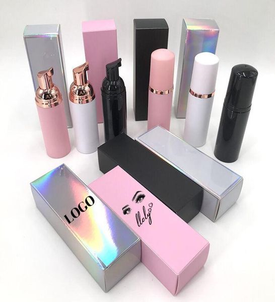 

false eyelashes custom print logo paper box for eyelash extension shampoo lash cleaning foam holographic pink packaging boxesfalse1642133