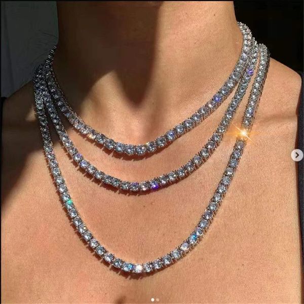 

chokers width 3/4/5/6mm iced out crystal tennis choker necklace for men punk hip hop luxury zircon collar chain for women jewelry n117 23051, Golden;silver
