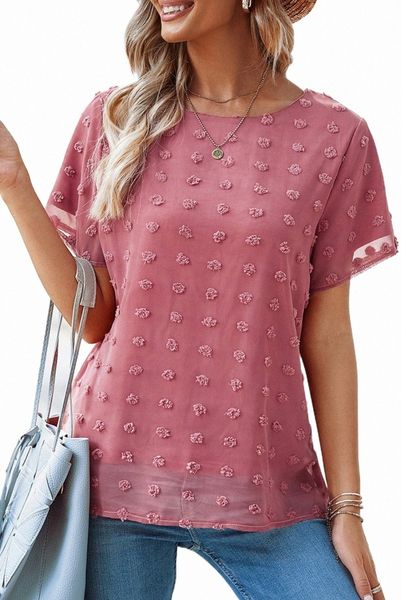 

swiss dot texture short sleeve 2023 new f2ky#, White