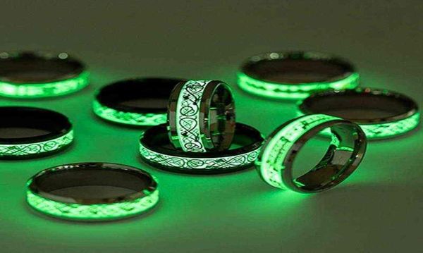 

fashion luminous dragon ring retro stainless steel fluorescent plus size couple jewelry for men1659963, Silver