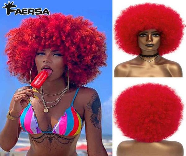

hair short afro kinky curly with bangs for black women african synthetic ombre glueless cosplay fluffy 2203013674168, Black;brown