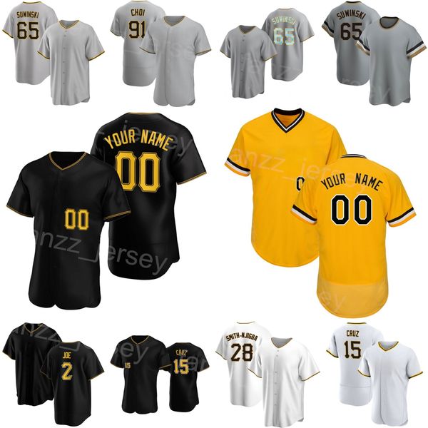 

team baseball 28 canaan smith-njigba jersey 15 oneil cruz 91 ji man choi 2 connor joe 65 jack suwinski 55 jason delay 5 gregory polanco cust, Blue;black