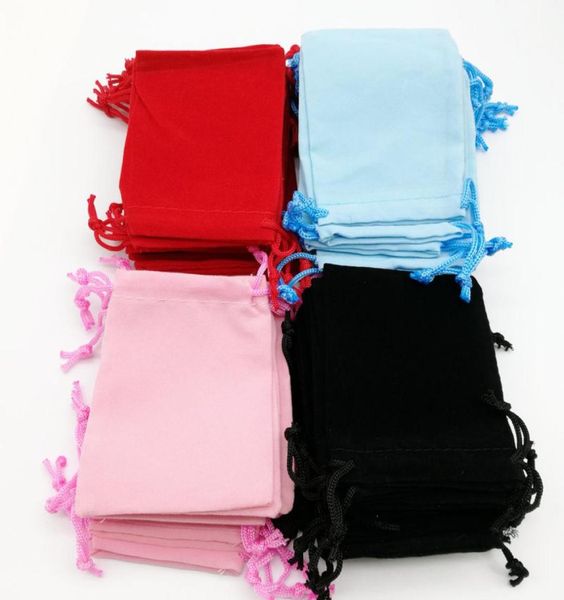 

10 x 12 cm 100pcs jewelry bag bundle of mouth rope flannelette necklace earrings wedding candy packing jewelry gift christmas part2341185, Pink;blue