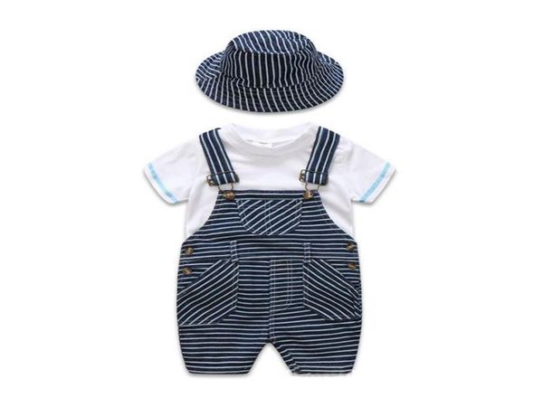 

2019 summer newborn baby boy clothes infant outfits kids designer clothes 3pcsset white tshirt suspender trousers hat boys sets 2848555