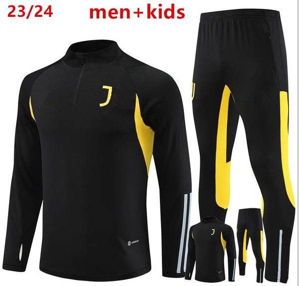 

23/24 pogba tracksuit soccer jerseys di maria vlahovic chiesa 23/24 training suit men kids kit set football kit uniform sportswear, Black;yellow