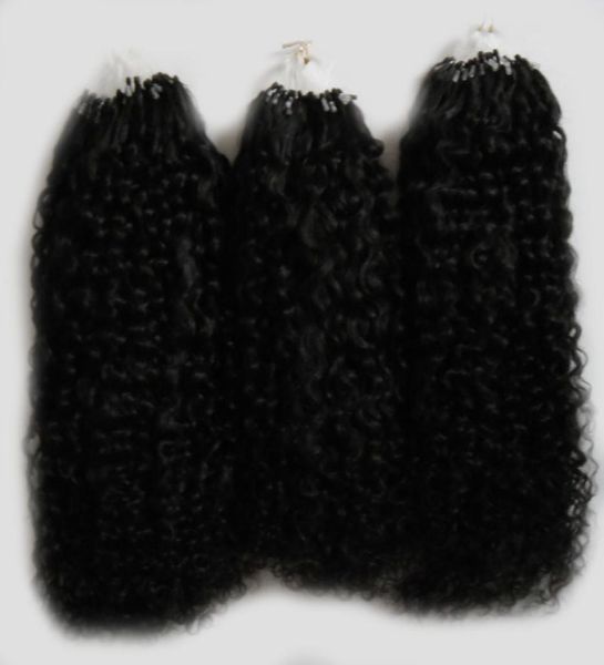 

natural color afro kinky curly micro loop hair extensions 300g mongolian kinky curly hair micro link hair extensions human 300s1086100, Black
