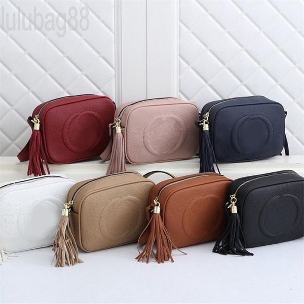 

camera bag circular cross body bag leather soho disco shoulders luxury pink tassels 2023 designer classics ladies designer bag small single