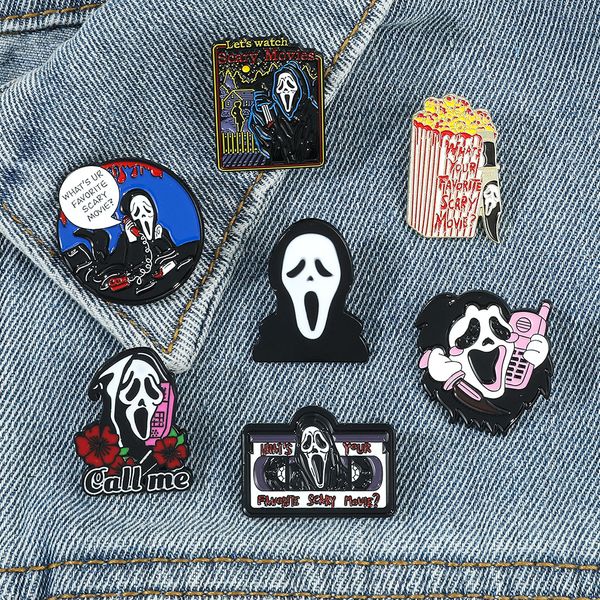 

dark skull head series alloy brooch flower skull halloween decorations punk badge cute anime movies games hard enamel pins collect metal car, Blue