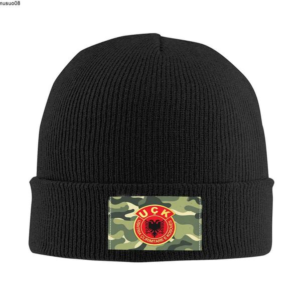 

beanie/skull caps old albania flag uck skullies beanies caps winter warm knit hat kosovo liberation army bonnet hats outdoor ski cap j230518, Blue;gray