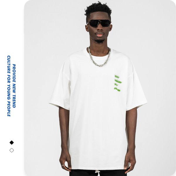 

men's t shirts printed white short sleeved men's t-shirt loose oversized korean version off shoulder round neck couple top, White;black