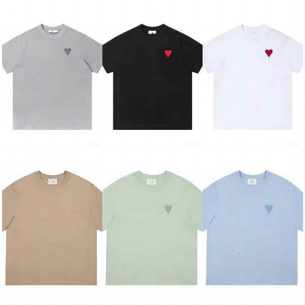 

designers amis paris shirit 2023ss spring classic heart solid color big love round neck heart short sleeve t-shirt for men and women fs05o, White;black