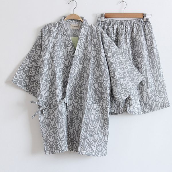 

men's sleepwear summer man pajamas sets for men japanese traditional kimono yukata shorts clothing suit samurai male sleepwear bathing, Black;brown