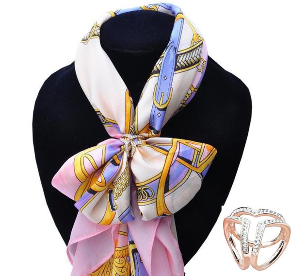 

whole new gold silver stereo heart scarf buckle wedding brooch christmas pins simulated crystal holder silk scarf jewelry r103798140, Gray