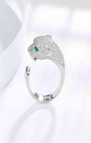 

leopard head ring cheetah 925 sterling silver plated 18k men039s and women039s open couple fashion animal3794844
