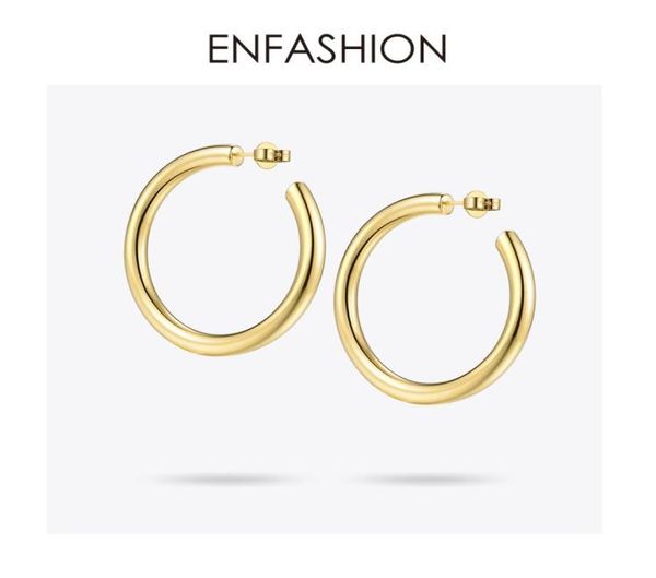 

enfashion big hoop earrings solid gold color eternity earings stainless steel circle earrings for women jewelry ec171022 j1907189782691, Golden;silver