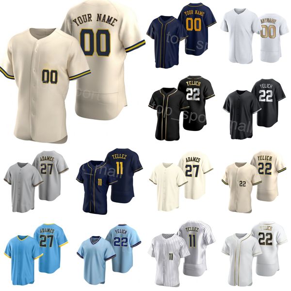 

baseball 22 christian yelich jersey 27 willy adames 9 brian anderson 11 rowdy tellez 0 brice turang 28 joey wiemer 39 corbin burnes 6 lorenz, Blue;black
