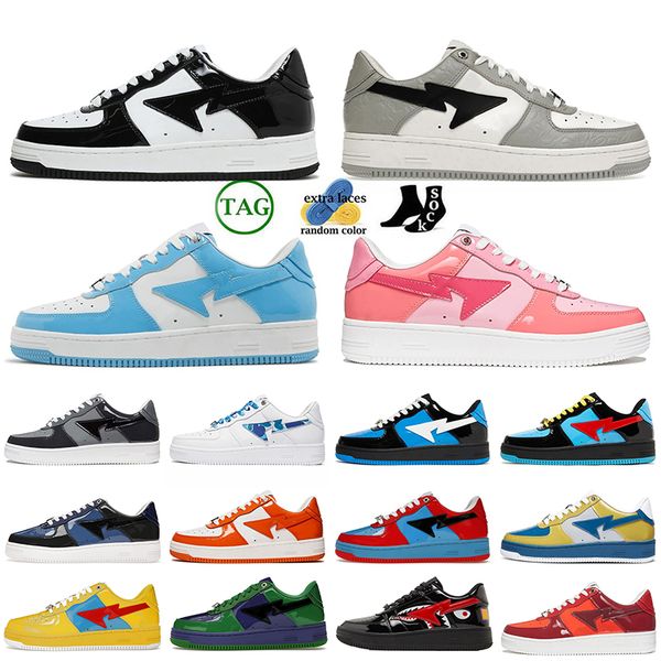 

2023 stas sk8 designer casual shoes fashion women men sneakers sta sk8 patent leather black abc camos blue color camo combo pink green orang, White;red
