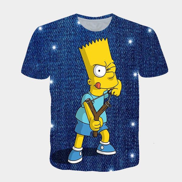 

trendy cartoon anime simpson 3d digital printed round neck short sleeved t-shirt, White;black
