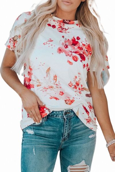 

blooming floral print tee 2023 new 2023 new w8s5#, White