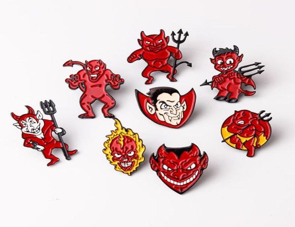 

hell devil imp enamel pins red fire head vampire badge brooch denim shirt backpack fashion jewelry gift for friends men7375446, Blue