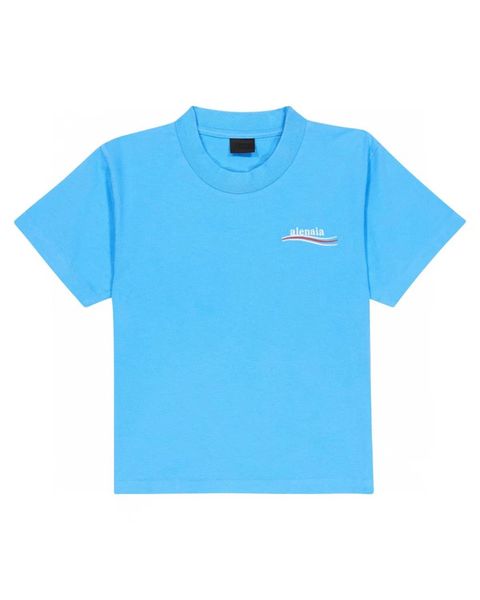 

2023 kids boys girls summer short-sleeved t-shirts tide brand children shirt loose half-sleeved tees baby clothing plus size blue brand