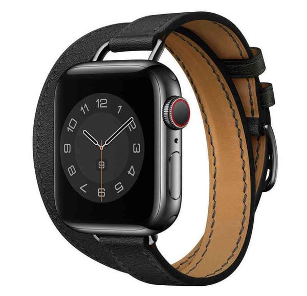 

watch bands attelage double tour for apple band 40mm 44mm 41mm45mm 42mm 38mm genuine leather band bracelet i 3 4 5 se 6 7 t2208272651318, Black;brown