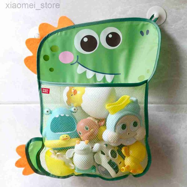 

3pscbath toys baby bath toys cute duck dinosaur mesh net storage bag strong suction cups bath game bag bathroom organizer water toys for kid