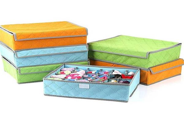

new portable non woven bamboo charcoal fibre storage box for bra underwear packaging 1169089190, Black;white