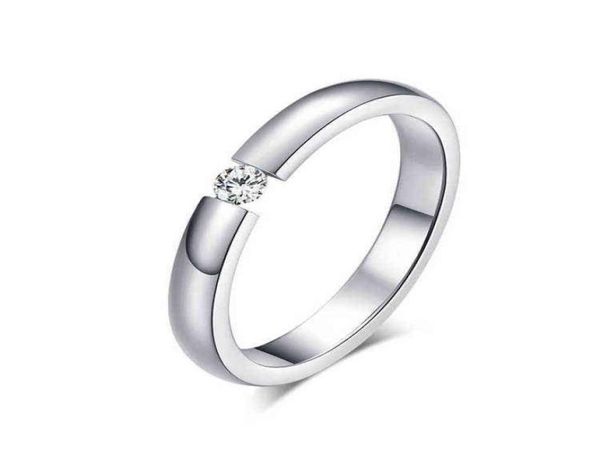 

knock engagement ring for women stainless steel gold color fingerlover couple smooth fashion jewelry gift8029891, Silver