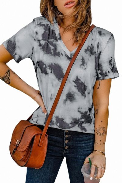 

gray tie-dye v neck t-shirt 2023 new 2023 new v0mv#, White
