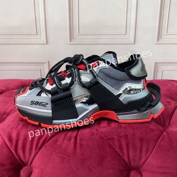 

new brand womens men designer leather lace-up sneakers fashion lady flat running letters shoes sneaker, Black