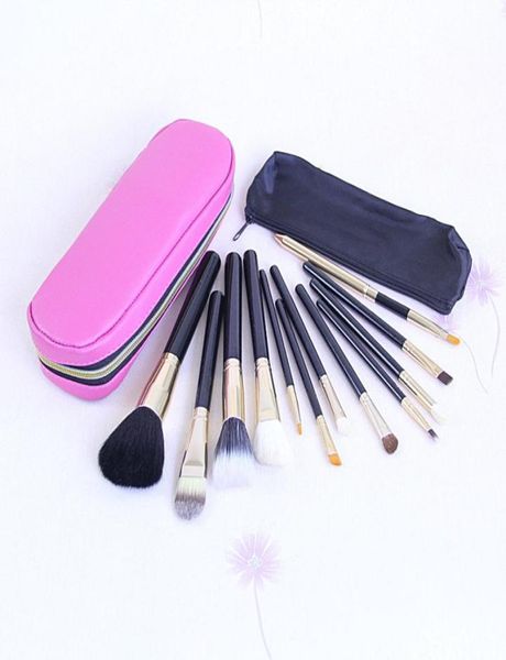 

brand makeup brushes 12pcs professional brush with pink leather zipper bag dorp 1pcs5199339