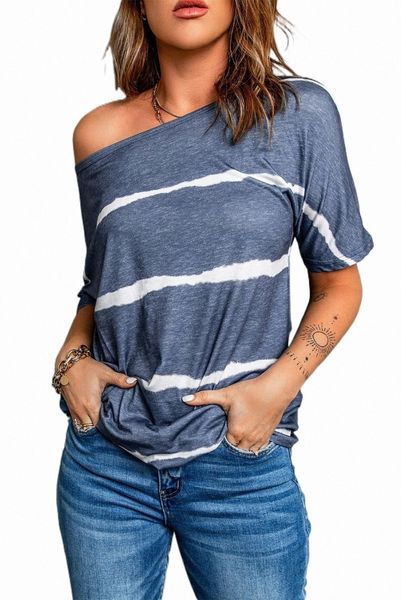 

tie-dye print loose t-shirt 2023 new 2023 new j4i6#, White