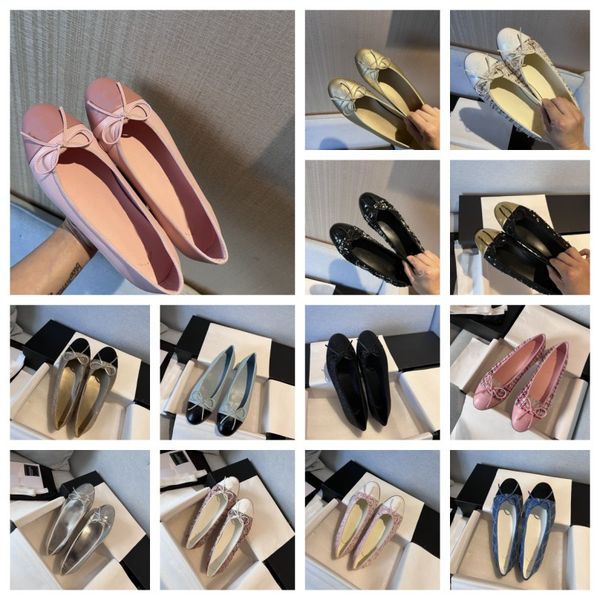 

2023 women flat dress shoes womens laides chan c ballet shoe flat mules loafers stitching ballerinas falts lambskin fabric flats designer sa, Black