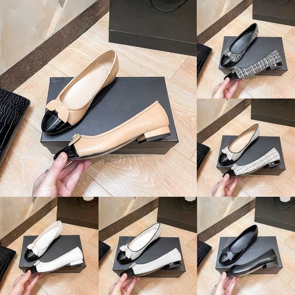 

classic designer dress shoes spring and autumn plaid tweed bow tie ballet flats dance shoes fashion women black beige flat boat shoe sandal