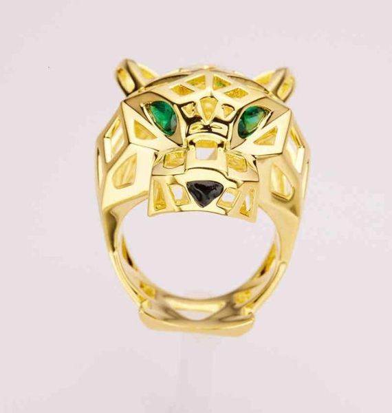 

fashion leopard ring creative personality gold plated 3d threedimensional animal male and female head hand5127105, Silver