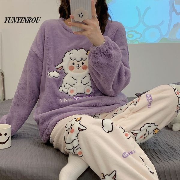 

women's sleepwear autumn flannel cartoon totoro pajama sets women pyjamas women's loungewear pijama mujer homewear girls nightwear, Black;red