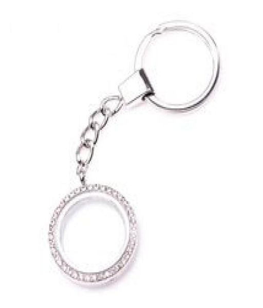 

whole 10pcslot 30mm silver round rhinestones locket keychains magnetic glass living memory floating locket keychain7723967