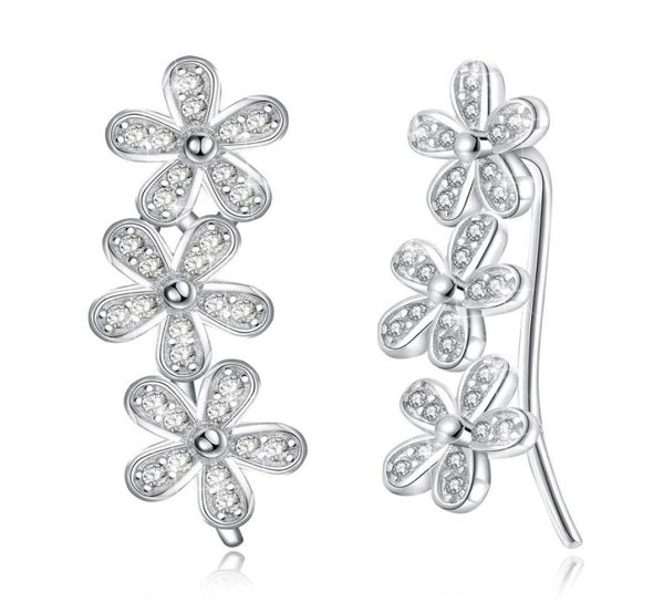 

full cubic zirconia daisy flower ear crawlers sweep cuff hook earrings 1 pair8584571, Golden;silver