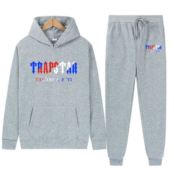 

mens trapstar t shirts tracksuits letter printed hoodies sportswear men winter clothing warm two pieces set loose sweatshirt jogging pants b, White;black