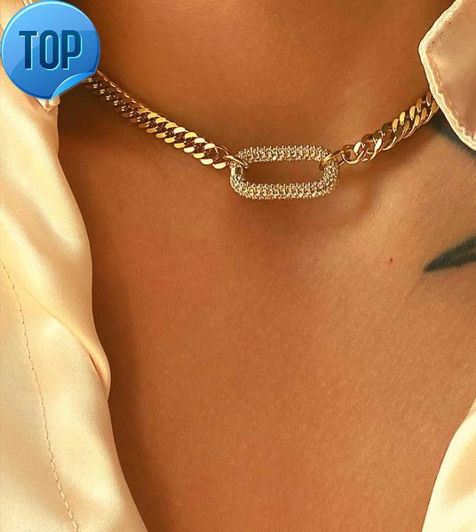 

full pave cubic zirconia diamond charms choker cuban chain necklace hip hop chunky jewelry stainless steel cuban chain choker, Silver