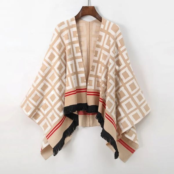 

womens cape classical womans cloak with f logo printed high quallity autumn spring winter cardigan design knitting fringe designerclothes di, Black