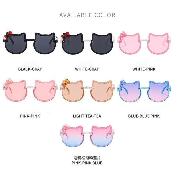 

200pcs two ear children's sunglasses with colorful bow knot shining shiny sunglasses for boys and girls fashion selfie glasses ultravio, Blue