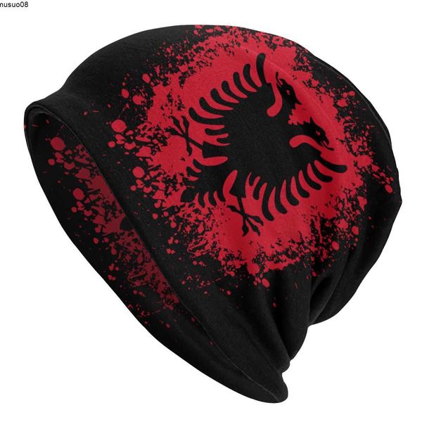 

beanie/skull caps cool winter warm women men knitted hats retro albania flag skullies beanies caps albanian eagle bonnet hats j230518, Blue;gray
